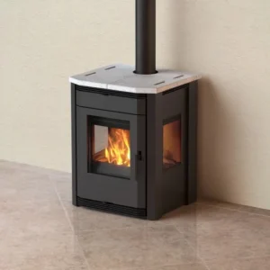 Alternative view of MBS Eva – Poêle à bois avec trois faces vitrées