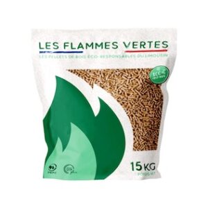 Alternative view of Granulés de Bois Flammes Vertes - 2 palettes - 130 sacs 1950kg (Copie)